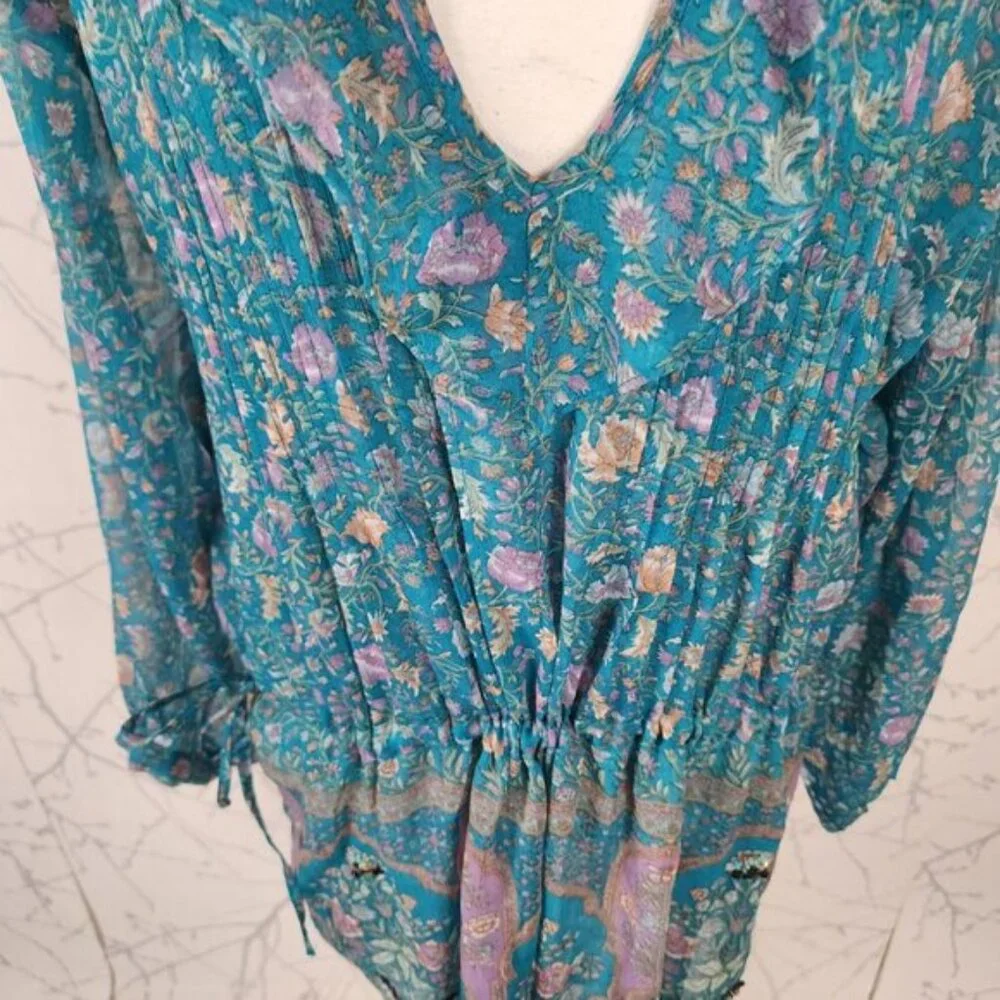 Zadig & Voltaire Floral Print Chiffon Beaded Dropwaist Rima Dress - Picture 3 of 12